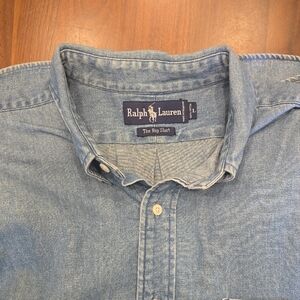 Ralph Lauren Blue Casual Button Down Shirt Timeless Style